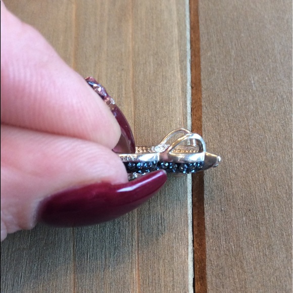 Crystal blue and clear Crystal owl pendant silver - Picture 6 of 7